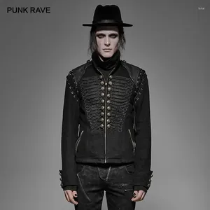 Giacche da uomo punk punk rave steampunk uniforme militare uomo cappotto corto black berndex tessuto maniche rimovibile giacca retrò