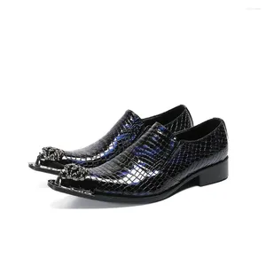 Модельные туфли Мужские деловые туфли для джентльменов с боа-констриктором Остроконечный удобный средний каблук