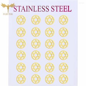 Studörhängen Judismtillbehör Israel David Star Golden Rostly Steel Jewelry Set Wholesale 12 Par Pack Ear Piercing Studs