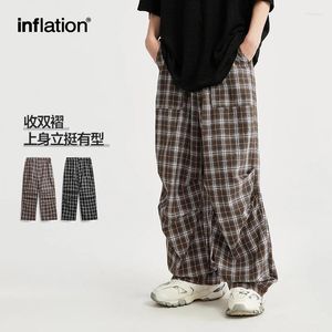 Männer Hosen Harajuku Schwarz Und Weiß Plaid Männer Frauen Sommer Mode Fallschirm Breite Bein Hosen Koreanische Beiläufige Lose Gerade