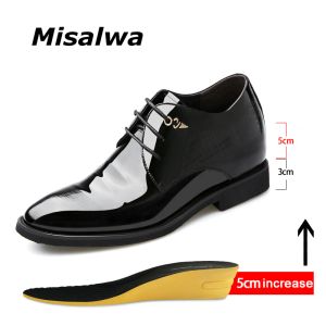 Ayakkabı Misalwa 3/6/8 cm asansör erkekler elbise ayakkabıları patent deri erkekler resmi ayakkabılar sivri iş erkekleri oxfords takım elbise ayakkabıları