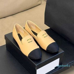 10a clássico moda redonda dedos de couro deslizamento em sapatos planos mocassins femininos designer de luxo sapatos de fábrica calçados