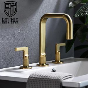 Bathroom Sink Faucets Vintage And Cold Basin Faucet Brass Double Three-Hole Split Three-piece Mixer Tap Toilet Washbasin HF5802