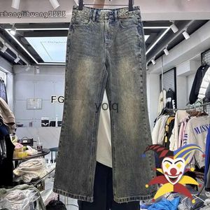 Jeans Washed Men's Vintage Distressed Yellow Pants Men Women Leisure Trousersyolq