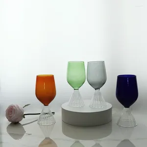 Copos de vinho nórdico vidro cristal colorido champanhe artesanato europeu vermelho criativo uva taça acessórios decoração para casa