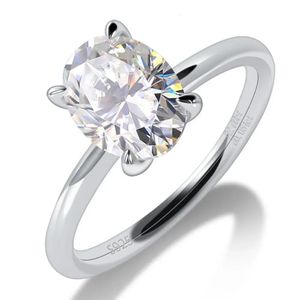Pierścionek zaręczynowy dla kobiet 925 Sterling Silver Solitaire Pierścienie Owalne Cut D Color Lab Diamond Obiec