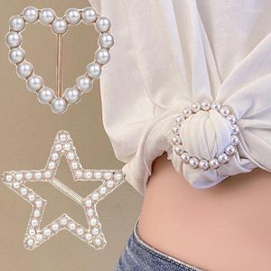 Brooches Charm Round Heart Temperament Simulated Pearl Buckle Fashion Love Shape Scarf Knotted Corners Buttons Jewelry