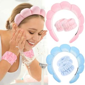 3PCS Modne Mikrofibry Bieżne opaski Scrunchies Puszysty opaska na głowę Bubble Pałąk do mycia twarzy Makeup Prysznic