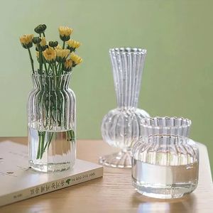 Nordic Glass Flower Vase Flower Bottle Glass Vase for Flowers Transparent Hydroponic Pot Vase Decoration Home Room Decor 240329