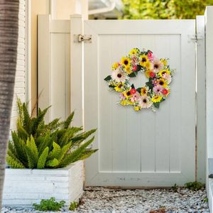 装飾的な花人工花輪緑の花の春の装飾パーティー屋外/屋内フロントポーチの壁の窓のドア歓迎