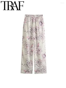 Pantaloni da donna GAL 2024 Primavera Rosa 2 colori eleganti stampati da donna Y2K pantaloni dritti femminili casuali a vita alta elastici a figura intera