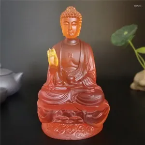 Decorative Figurines Chinese Meditation Buddha Statues For Home House Decoration Resin Man-made Glass Shakya Muni Sculpture FengShui