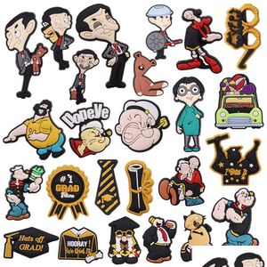 Sko delar tillbehör Moq 20st PVC American Cartoon Car Man Woman Decoration Charm Buckle Clog Pins knappar Dekorationer för Drop D DHQ80