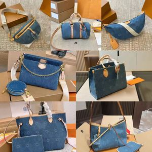 24ss bolsa de luxo feminina designer novo denim saco de compras bolsa de ombro bolsa de armazenamento saco de compras selva 36cm