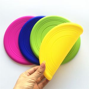 Frisbee macio de brinquedo para animais de estimação, padrão FDA, resistente a rasgos, brinquedo de arremesso, 18 cm, silicone para cachorro, frisbee macio