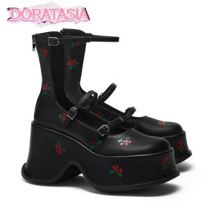 Buty Punk Goth High Heel Platforma Kobiety poślubić Jane Pumps Mash Design Marka Lolita Cute Cool Cosplay Shoes Girl Y2K