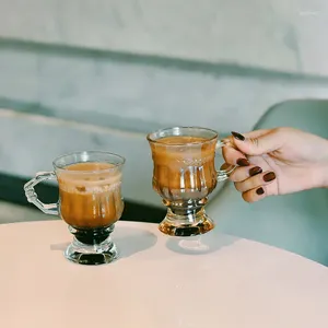 Copos de vinho ins copo de vidro em relevo vintage bonito coração feminino copos de água caneca de café com leite de pernas altas com alça chá da tarde s
