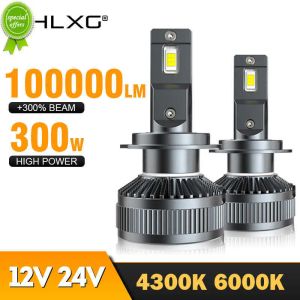 Reflektory Nowy H7 LED Canbus 300W 100000LM H4 H11 H1 HB3 9005 HB4 HB4 HIR2 9012 BI LED Car Reflight Motorcycle 6000K 4300K ​​12V 24 V HLXG