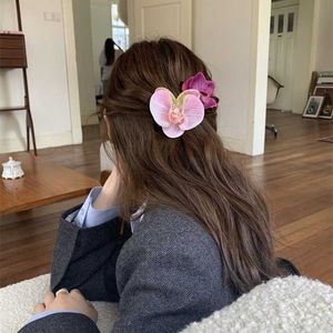 Advanced Atmosphere Halo Dyeing Butterfly Orchid Flower Grab Clip Hair Combination Edge Accessories Shaped Headwear for Women