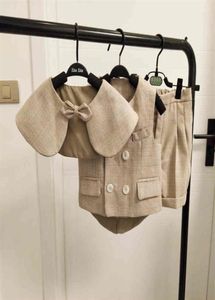 Baby Boy Girl Suit Brown Tuxedo Formella kläder sätter korta ärm barnkläder Set Infant Infant Party Birthday Dress Boy Girls A5237745