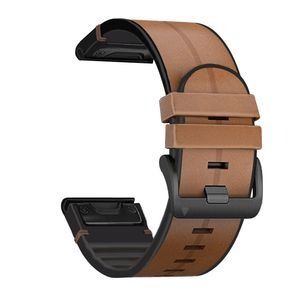 22 26mm quickfit smart klockband för Garmin Fenix ​​7 7x 6 6x pro 5x 5 plus 3hr 935 945 Äkta läderband silikon armband