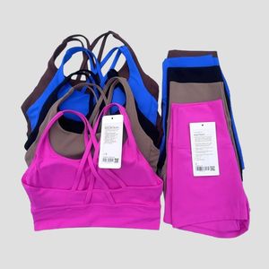 Set da yoga da donna in due pezzi Backcross Reggiseno sportivo Canotta da fitness Canotta da allenamento a vita alta Pantaloncini da palestra per motociclisti Tute Abbigliamento sportivo