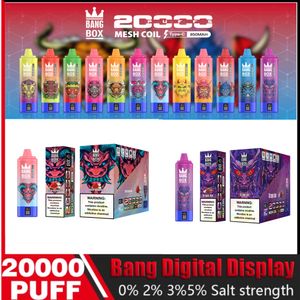 Orijinal Vape Bang 20000 Puffs 20K Puff 20000 Akıllı Ekran Elektronik Sigara Vape Tek Kullanımlık 0% 2% 3% 5% 25 ml Prefleed Pod 650mAH şarj edilebilir pil Vaper Puff 9k