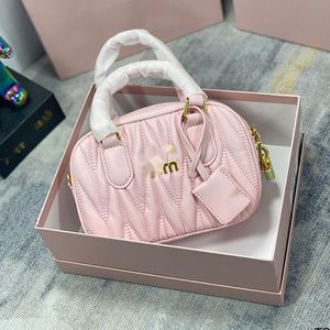 Miui Matelasse Bowling Handbags Fastion Totes Bag Clutch Purse Handle Shoulder Bag Womens Men Designer Wallets Crossbody Square Leather Wrin