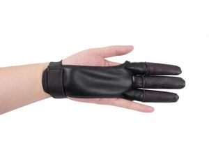 Bogenschießen Fingerschutz Handschutz Handschuhe Tab Sicherheit PU Rindsleder Rechte Hand Jagd Schwarz Schießen Outdoor6936407