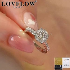 05CT Real Diamond Rings Solitaire Band for Women 925 Sterling Silver 18K Ring Anniversary Valentines Day Gift 240402