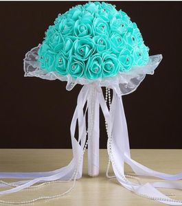 Sposa Bouquet da sposa Schiuma di pizzo Mano che tiene una bolla Simulazione Fiore Bouquet di rose Matrimonio multicolore 20198795199