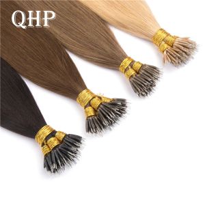 Extensões qhp nano anéis micro contas 100% extensões de cabelo humano brasileiro remy cabelo marrom loiro cor pura 50 fios 1824 polegadas