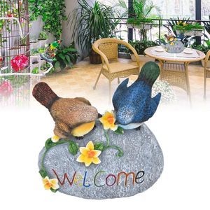 Garden Decorations Bird Decor Resin Animal Figurines Welcome Sign Sculptures Statues For Yard Patio Lawn