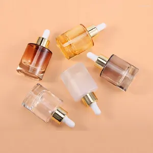 Storage Bottles Empty Pipette Essential Oil Vials White Rubber Dropper Clear Thick Bottom Glass Essence Filling Cosmetic Packaging Bottle