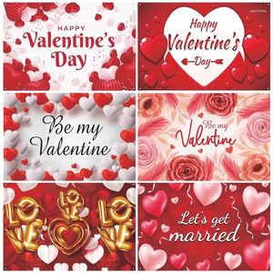 Tapestries Valentine's Day Pography Background Party Studio Floral Red Rose Heart Love Balloon Romantic Wedding Decor Backdrop