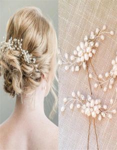 Hela bröllop Bridal U PINS LOT HEADPIECE Pearl Hair Accessories Clip Gold Crystal Rhinestone Pieces Princess Crown Tiar1335186