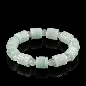 Jade esculpido balde talão estrada corda corda gelo jade grânulo pulseira para transporte masculino e feminino
