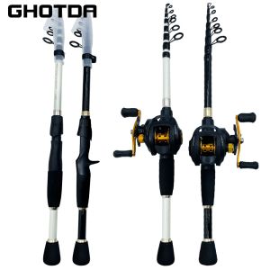 Combo Ghotda Casting/Spinning Rod i Reel Combo Portable ultralight Boat Boat Rod Single Rod/Set Strong Fishing Zestaw rybacki