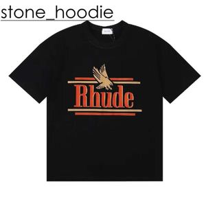 Rhude Хип-Хоп Уличная Одежда Известный Дизайнер Мужская Футболка Роскошная Рубашка Rhude Высокое Качество С Коротким Рукавом Модная Одежда с Графическим Печатным Поло Быстросохнущая Рубашка Rhude Polo 8890