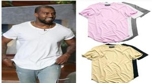 Zakrzywiony rąbek hip hop tshirt men Urban Kpop Extended T Shirt Zwykły długi czas koszulki męskie ubrania 6451507