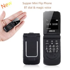 Unlocked LONGCZ J9 066quot Smallest Cell Phone Mini Flip Mobile Phone Wireless Bluetooth Dialer FM Magic Voice Hands Earph7803392