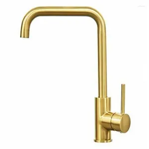 Kitchen Faucets Faucet Brushed Gold 360 Degree Swivel Spout Sink And Cold Water Mixer Modern Lead Free Commercial Ba