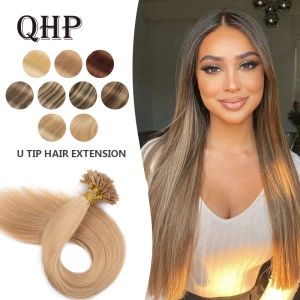 Przedłużenia qHp włosy proste keratyna ludzkie fuzyjne włosy paznokcie u paznokcie maszyna Make Made Remy Human Hair Extensions 1G/PS 50G Muticolor