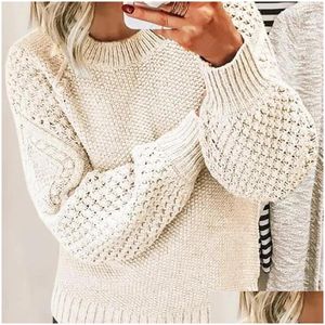 Damenpullover Solide Strick verdicken Regenpfeifer Pullover Frauen Oversize Langarm 2024 Herbst Winter beiläufige lose Damen Top Drop Deliv DHJ5V