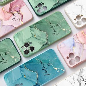 Cell Phone Cases Customize Name Marble Pink Blue Case for iPhone 15 14 13 12 11 Pro Max X XR XS 7 8 Plus Personalized Silicone Soft Cover 2442