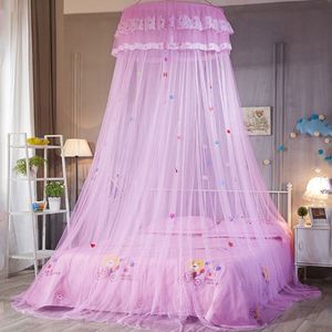 Barn Elegant Tulle Bed Dome Bed Neting Canopy Circular Pink Round Dome Bedding Myggnät för Twin Queen King299a