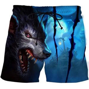 Herrenshorts Herrenshorts Sommermode Herren Tier Wolf Shorts 3D-gedruckte Shorts Herren Strandshorts Herren FreizeitsporthoseC240402