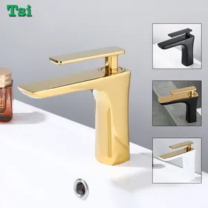 Bathroom Sink Faucets Gold And Black Basin Faucet Cold White Water Mixer Deck Mounted Washbasin Tap One Hole Single Handle