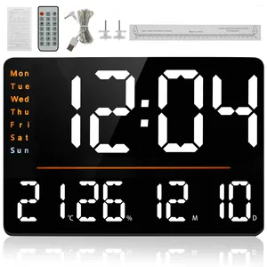 Wall Clocks Digital Clock LED With Remote Control Adjustable Brightness Alarm Temperature Humidity Display Countdown