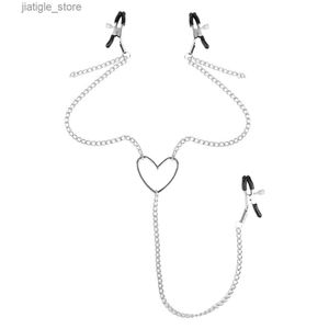 Other Health Beauty Items Nipple Clamp with Three Chains Adjustable Heart-shaped Nipple Clips Breast Clip Adult s for Women and Couples Pleasure Y240402